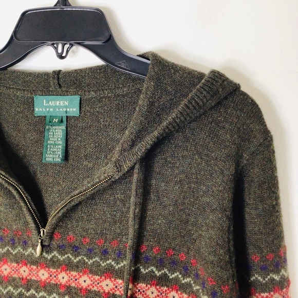Lauren Ralph Lauren vintage rare sweater women full zip hoody women medium - Picture 2 of 9